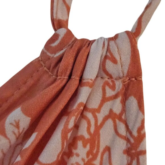 Free People Ashley Coral & White Floral Halter Dress Size 2 Spring Boho Maxi - Picture 9 of 16